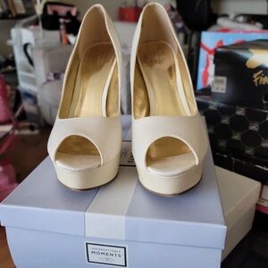Chic Cream Peep Toe Heels
